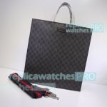 Replica GG Grey Calfskin Leather Tote Bag with Fabric Strap